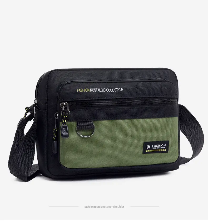 Men's Large Capacity Shoulder Bag Green Black All Match Storage Bag — feature 11