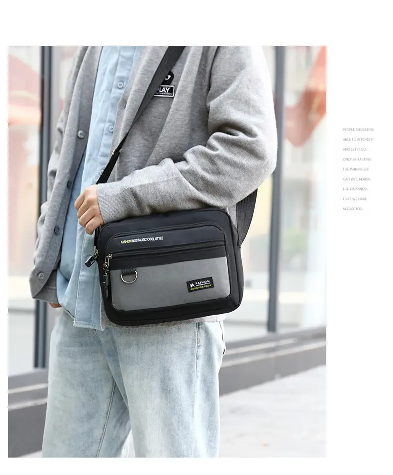 Men's Large Capacity Shoulder Bag Green Black All Match Storage Bag — feature 27