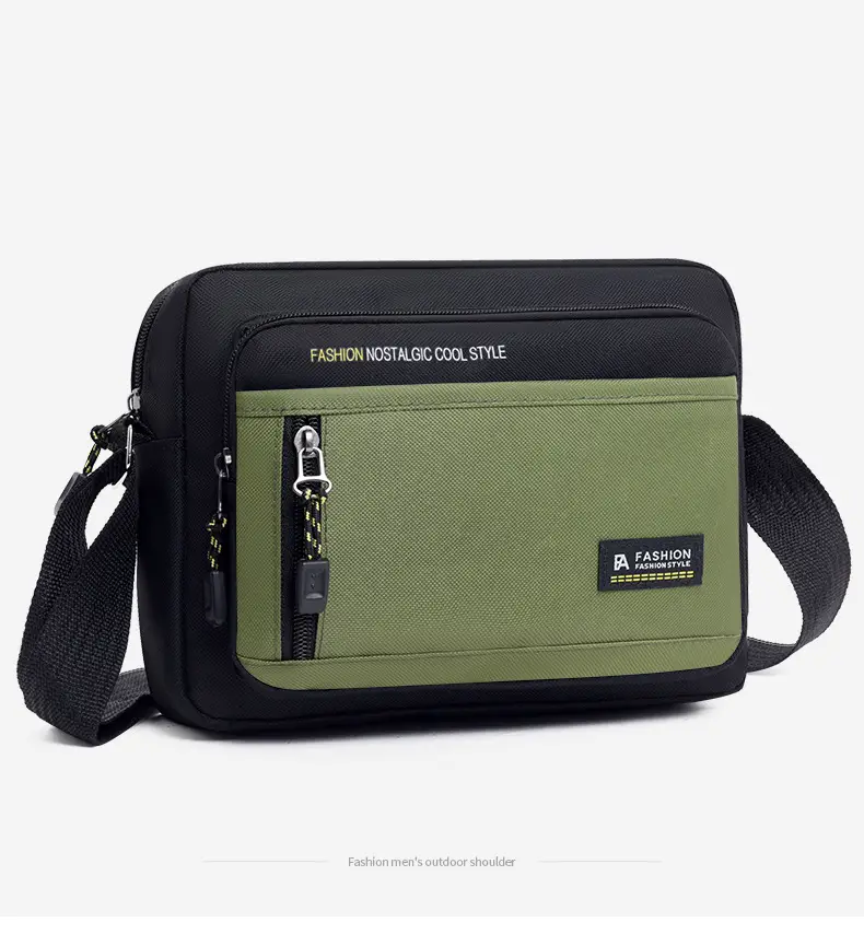 Men's Blue Nylon Crossbody Bag with Zip & Strap — feature 10
