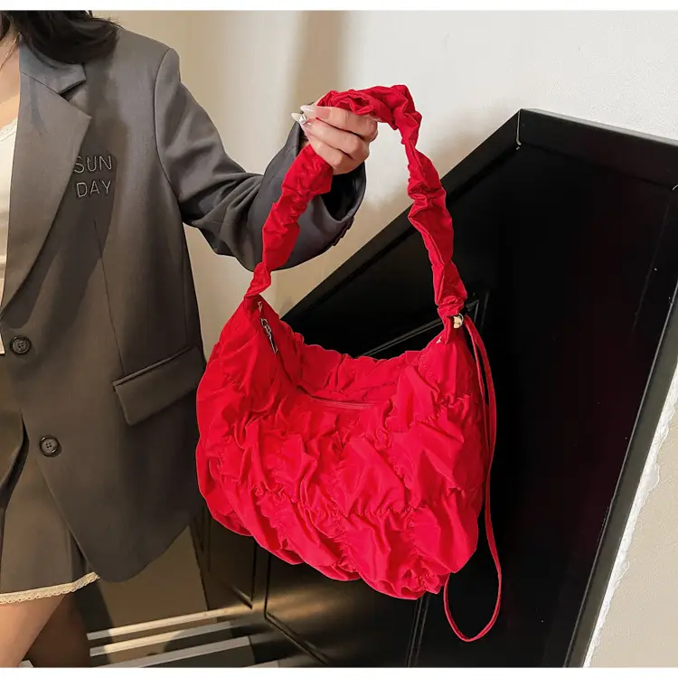 Black Pleated Bubble Shoulder Bag for Girls — feature 35
