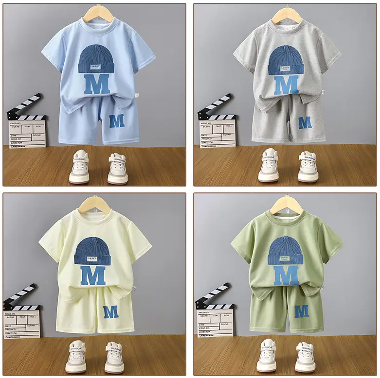 Kids M Logo T-Shirt Set Summer Lightweight Cotton — feature 11