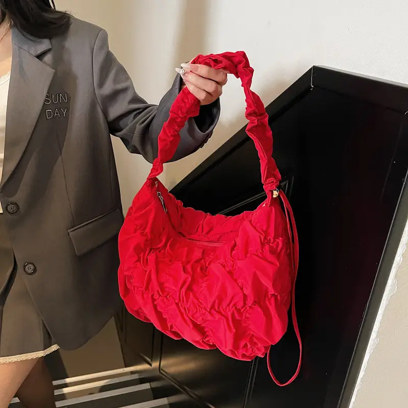 Ruffled Cream Shoulder Bag Women Spring 2025 - Image 7