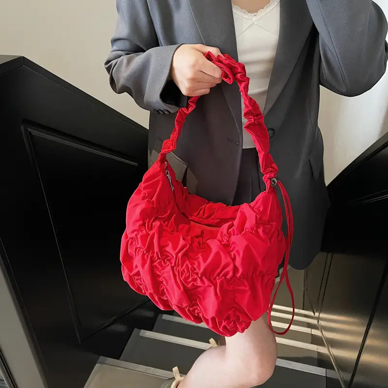 Ruffled Cream Shoulder Bag Women Spring 2025 - Image 8