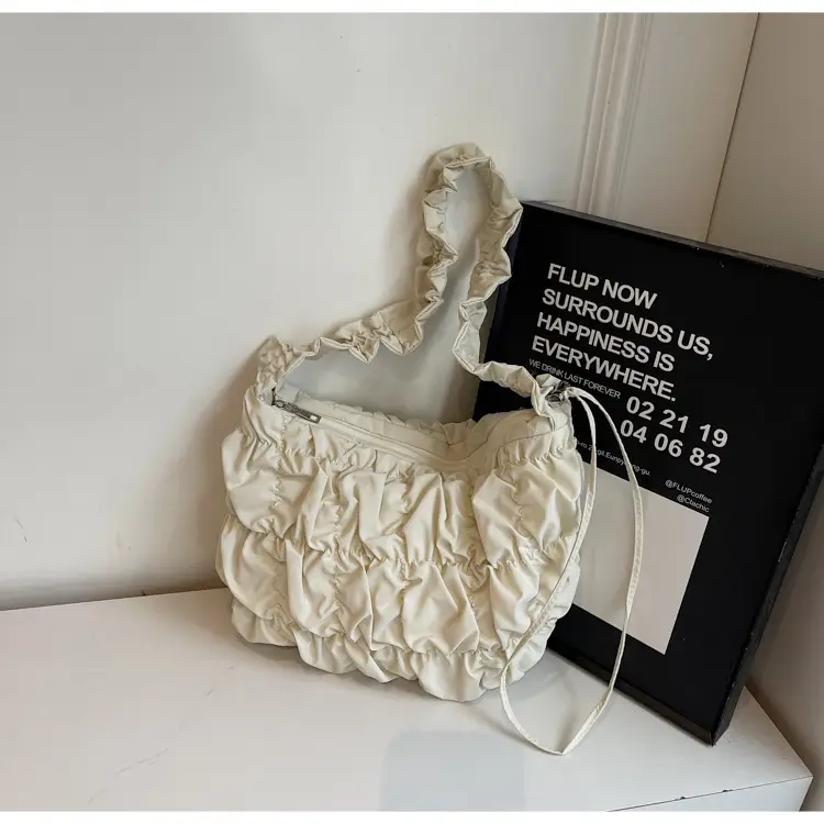 Ruffled Cream Shoulder Bag Women Spring 2025 — feature 19