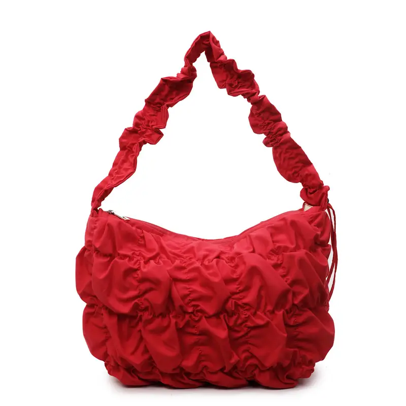 Ruffled Cream Shoulder Bag Women Spring 2025 - Image 4