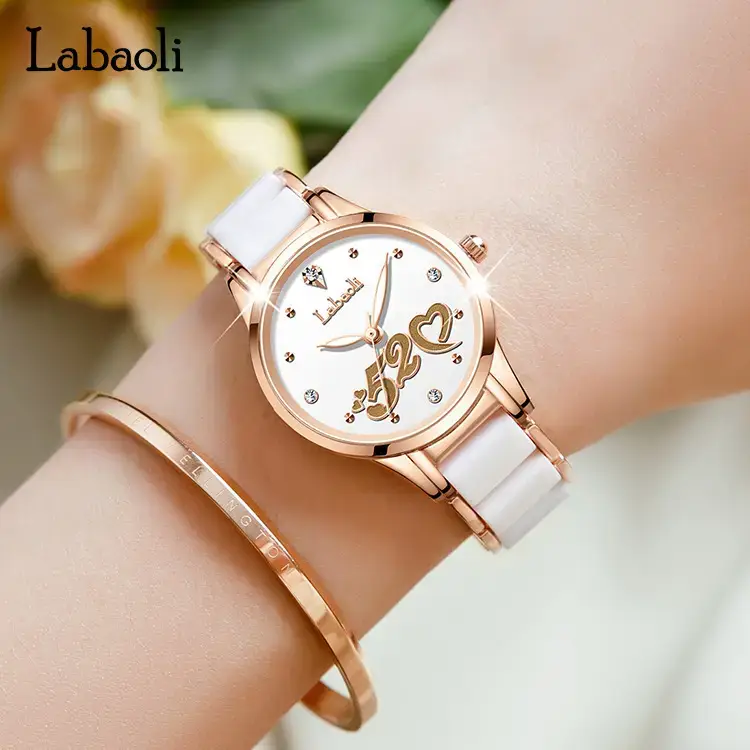 Labaoli Rose Gold Women's Quartz Watch with Bangle - Image 3