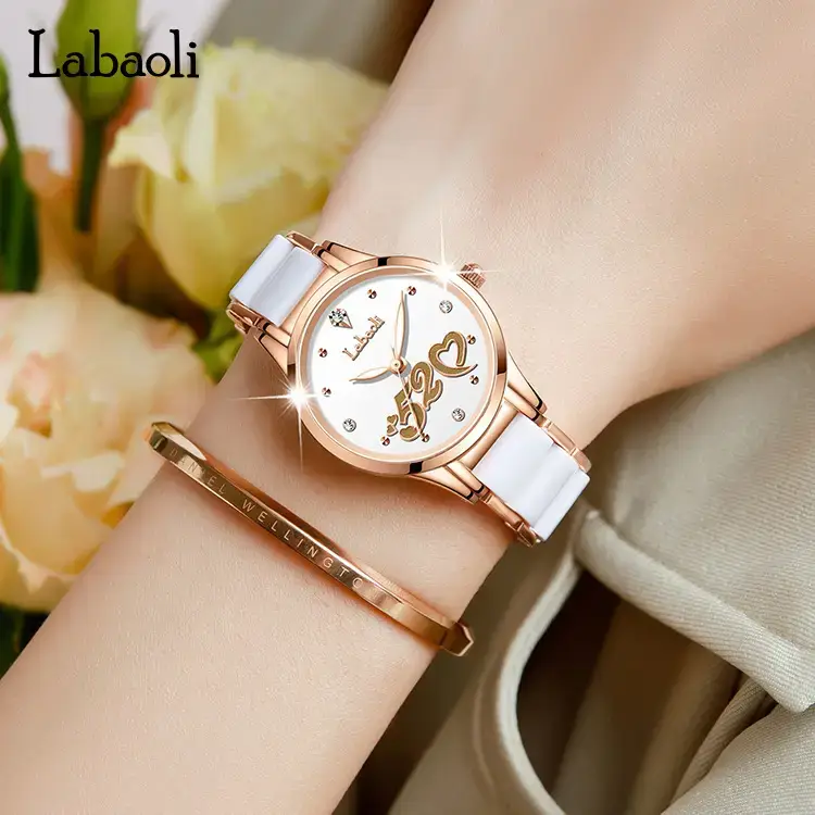 Labaoli Rose Gold Women's Quartz Watch with Bangle - Image 5