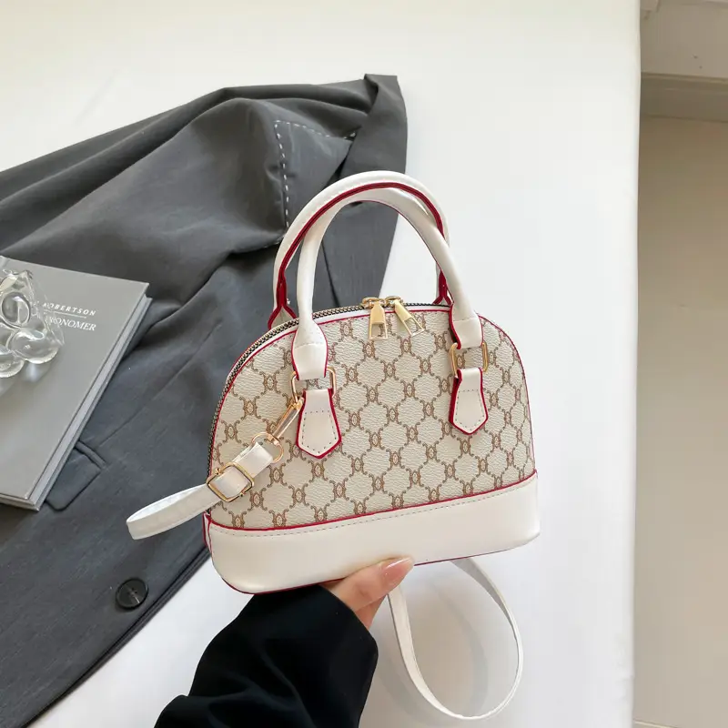 2025 Summer Casual Shell Bag White Red Handle - Image 2