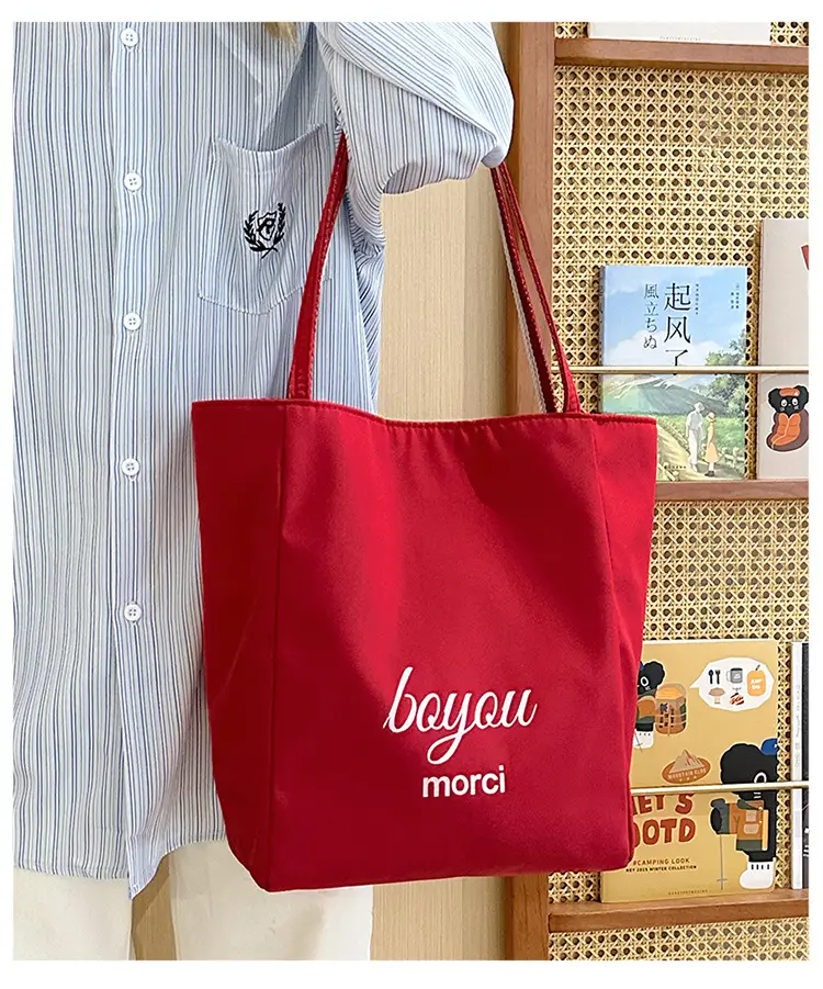 Blue Striped Canvas Shoulder Tote Bag 2025 Korean Style — feature 14