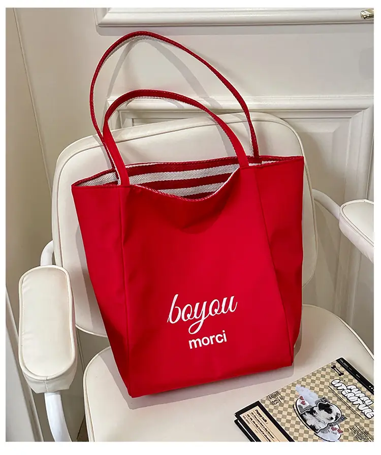 Blue Striped Canvas Shoulder Tote Bag 2025 Korean Style — feature 30