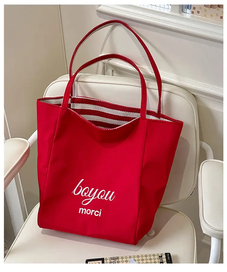 Blue Striped Canvas Shoulder Tote Bag 2025 Korean Style — feature 31