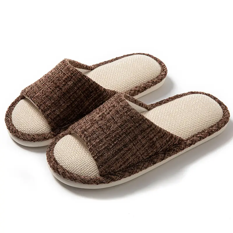 Linen Slippers for Men in Spring and Summer, Breathable, Silent, Cool at Home, Indoor Hospitality, Cotton and Linen Floor Slippers for Women, All Seasons