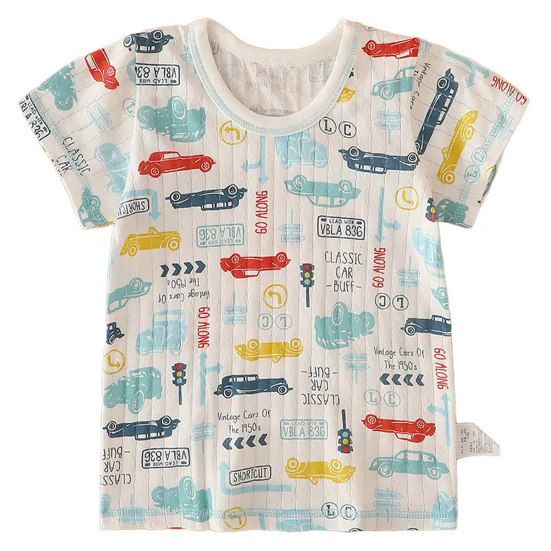 Baby Short Sleeve Cotton Pajamas Bottoming Shirt Kids - Image 12