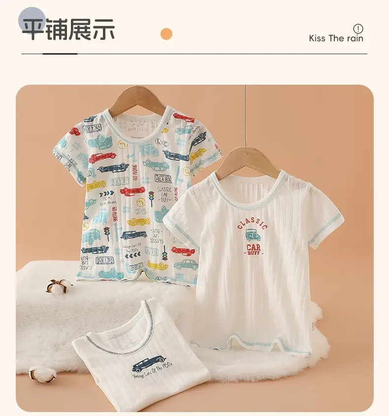 Baby Short Sleeve Cotton Pajamas Bottoming Shirt Kids — feature 13