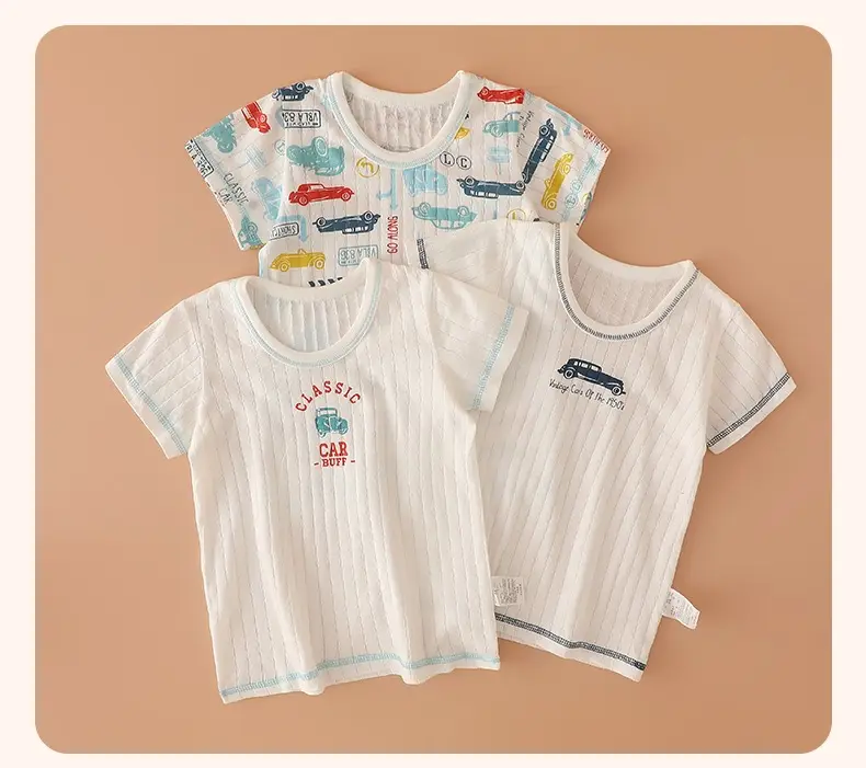 Baby Short Sleeve Cotton Pajamas Bottoming Shirt Kids — feature 14
