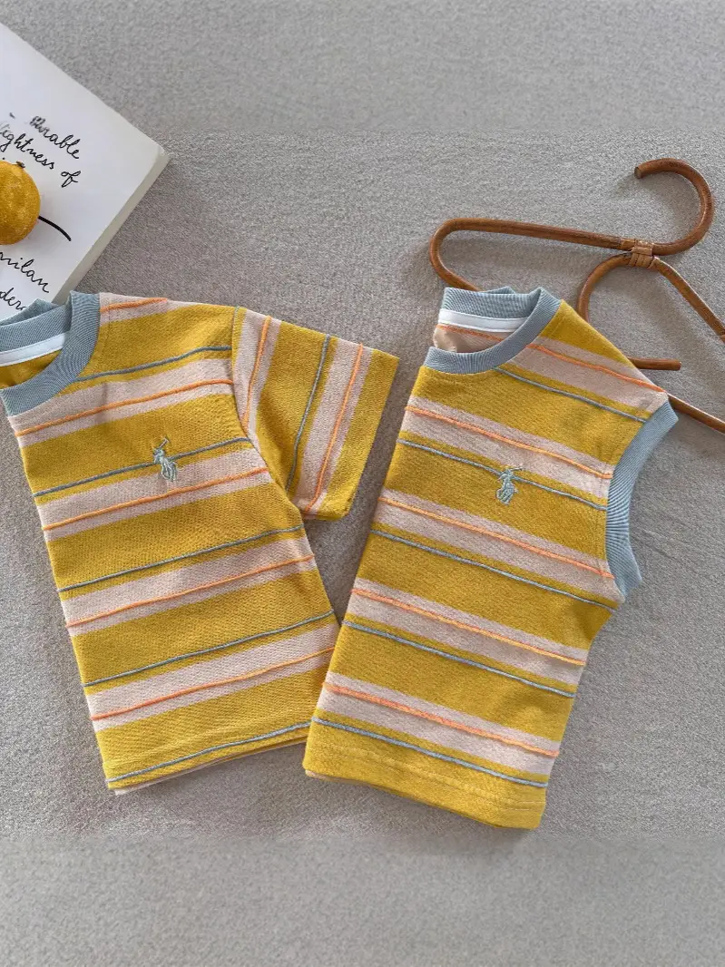 Children's Striped T-Shirt Yellow 2025 Summer - Image 6