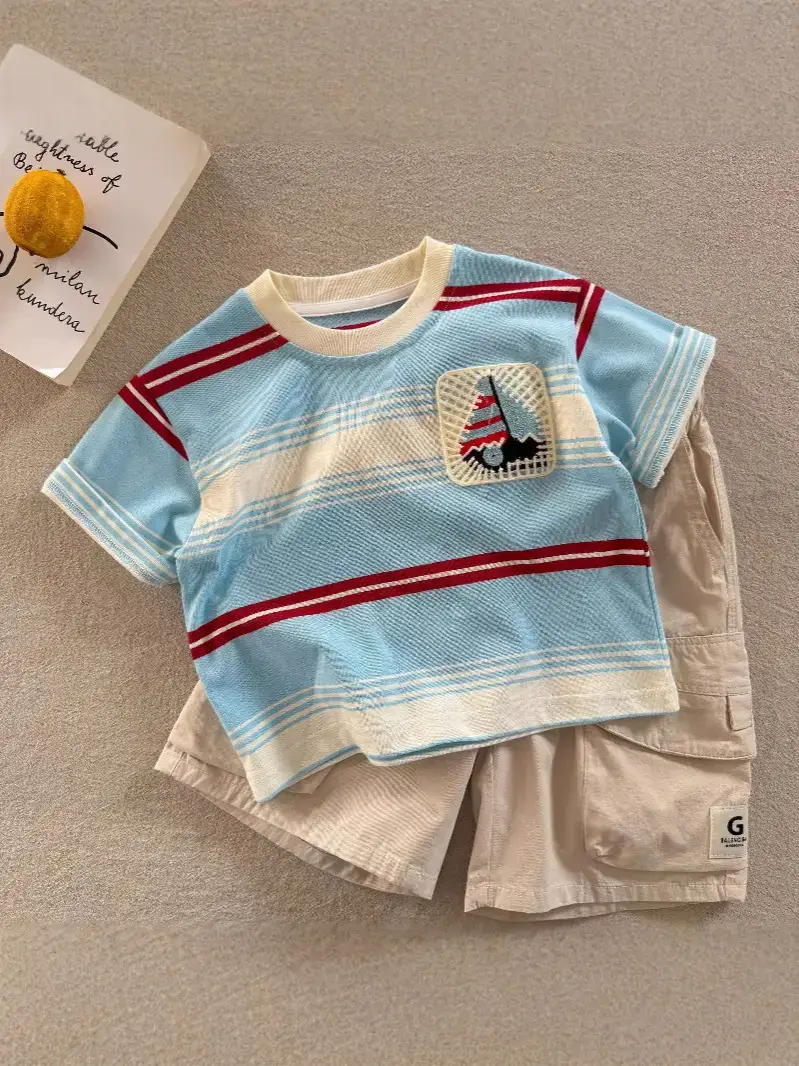 Children's Striped T-Shirt Blue Red White 2025 - Image 3