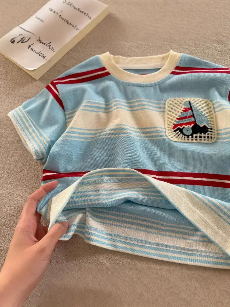 Children's Striped T-Shirt Blue Red White 2025 - Image 4