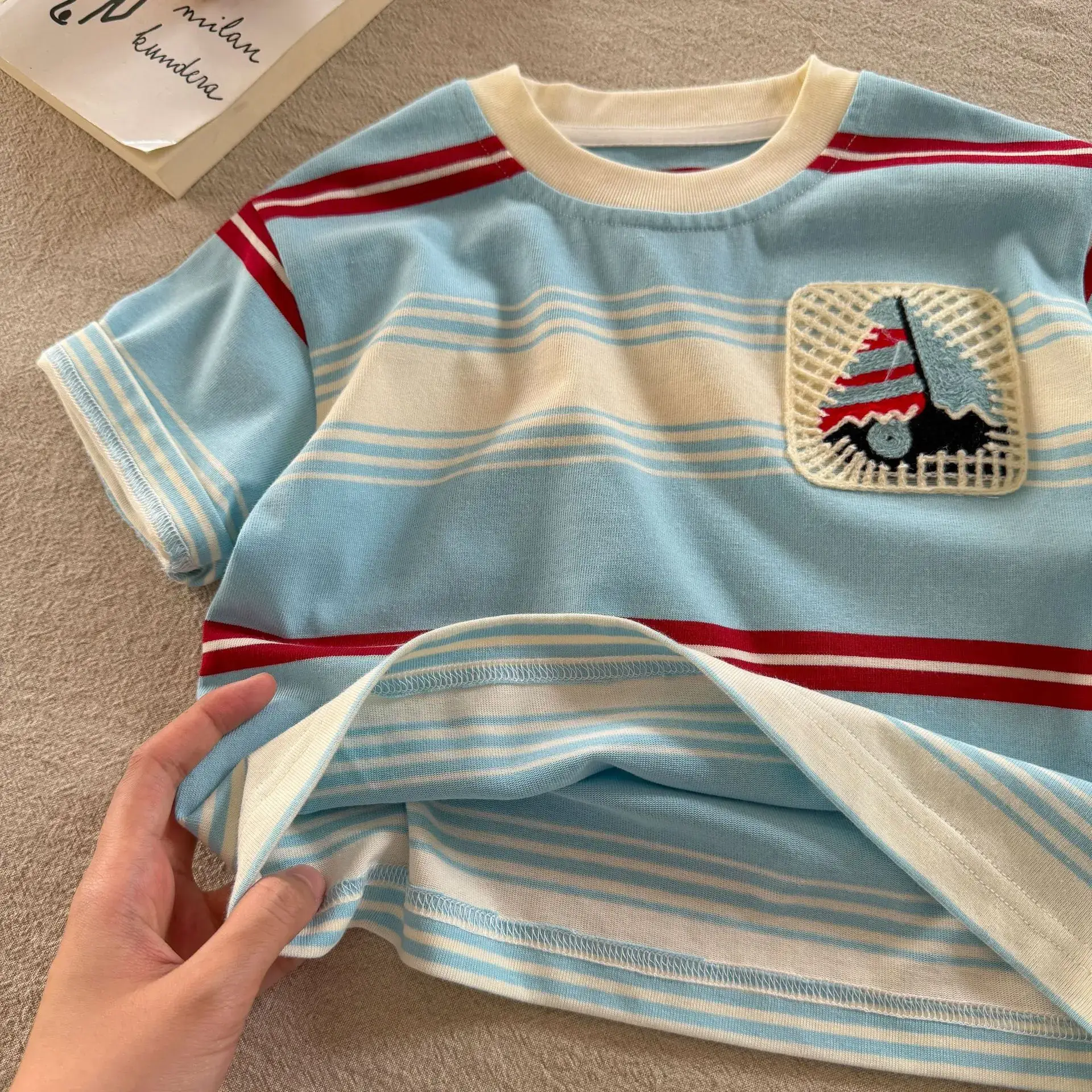 Children's Striped T-Shirt Blue Red White 2025 — feature 11