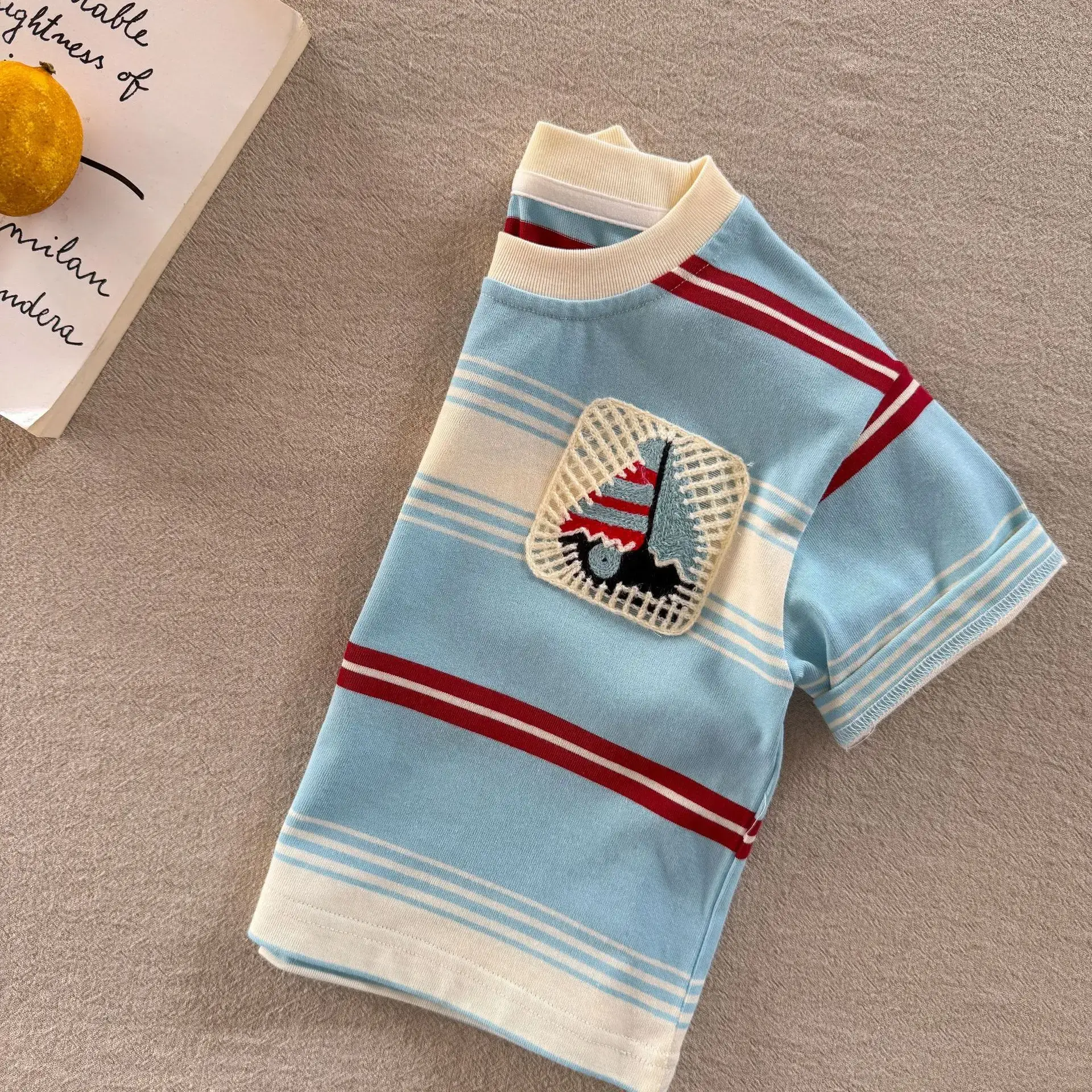 Children's Striped T-Shirt Blue Red White 2025 — feature 12