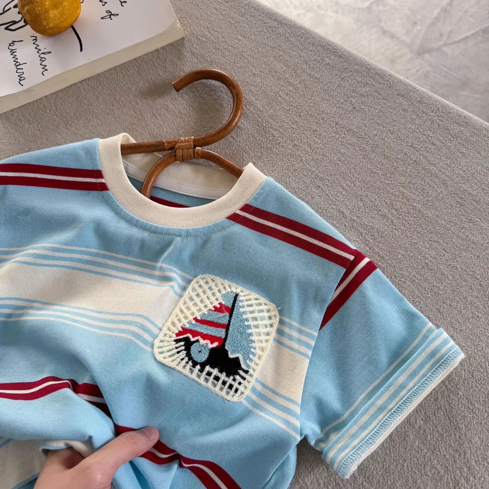 Children's Striped T-Shirt Blue Red White 2025 — feature 5
