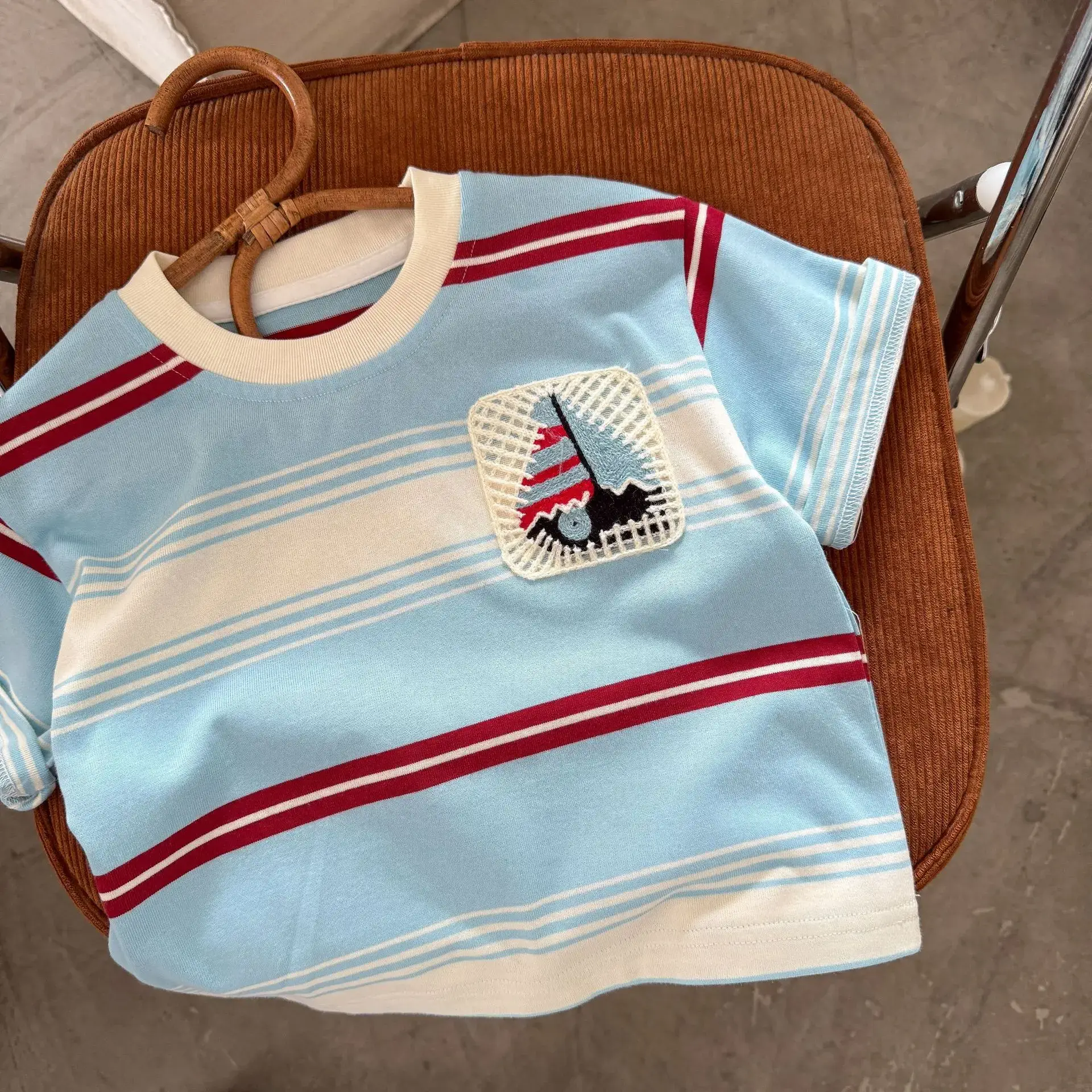 Children's Striped T-Shirt Blue Red White 2025 — feature 7