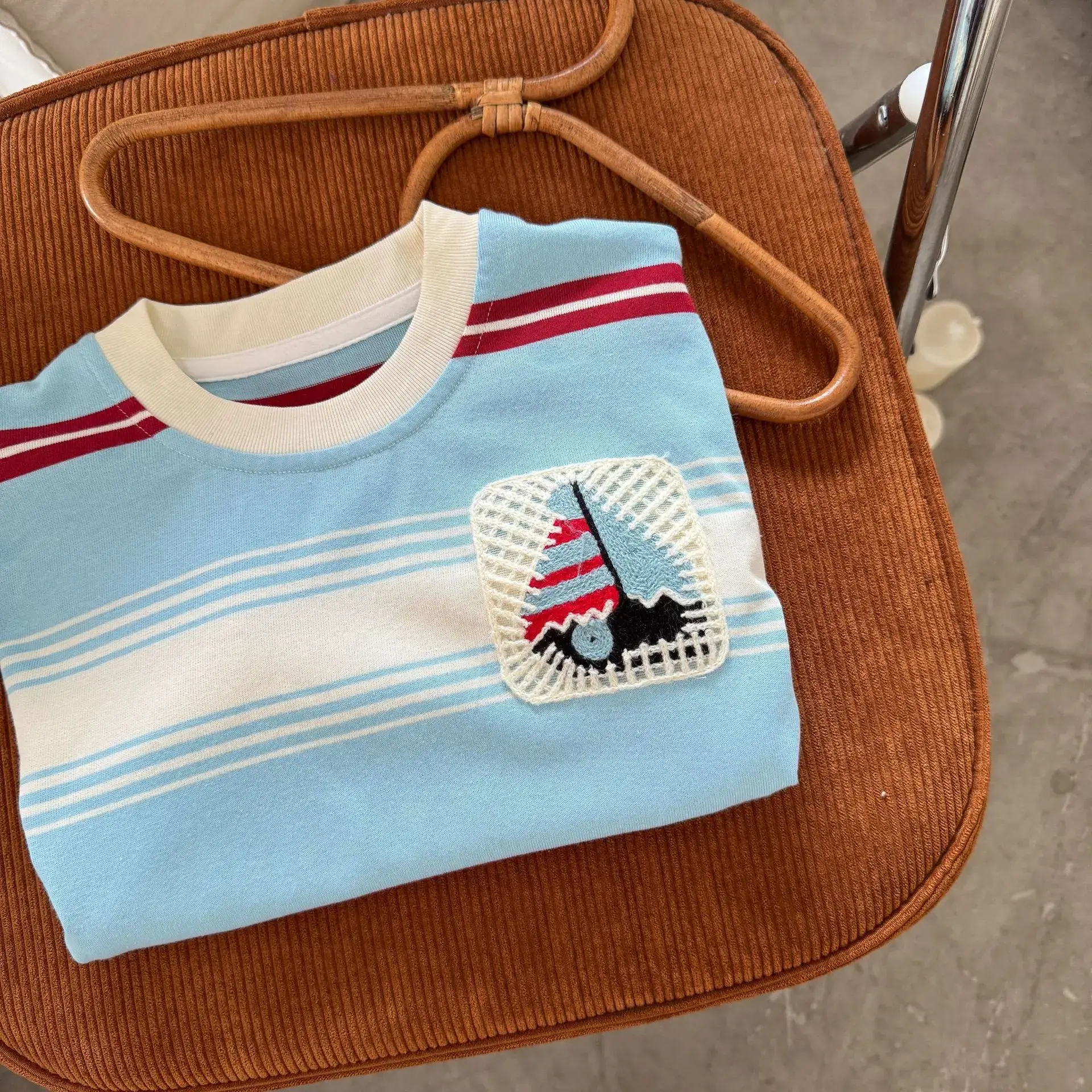 Children's Striped T-Shirt Blue Red White 2025 — feature 8