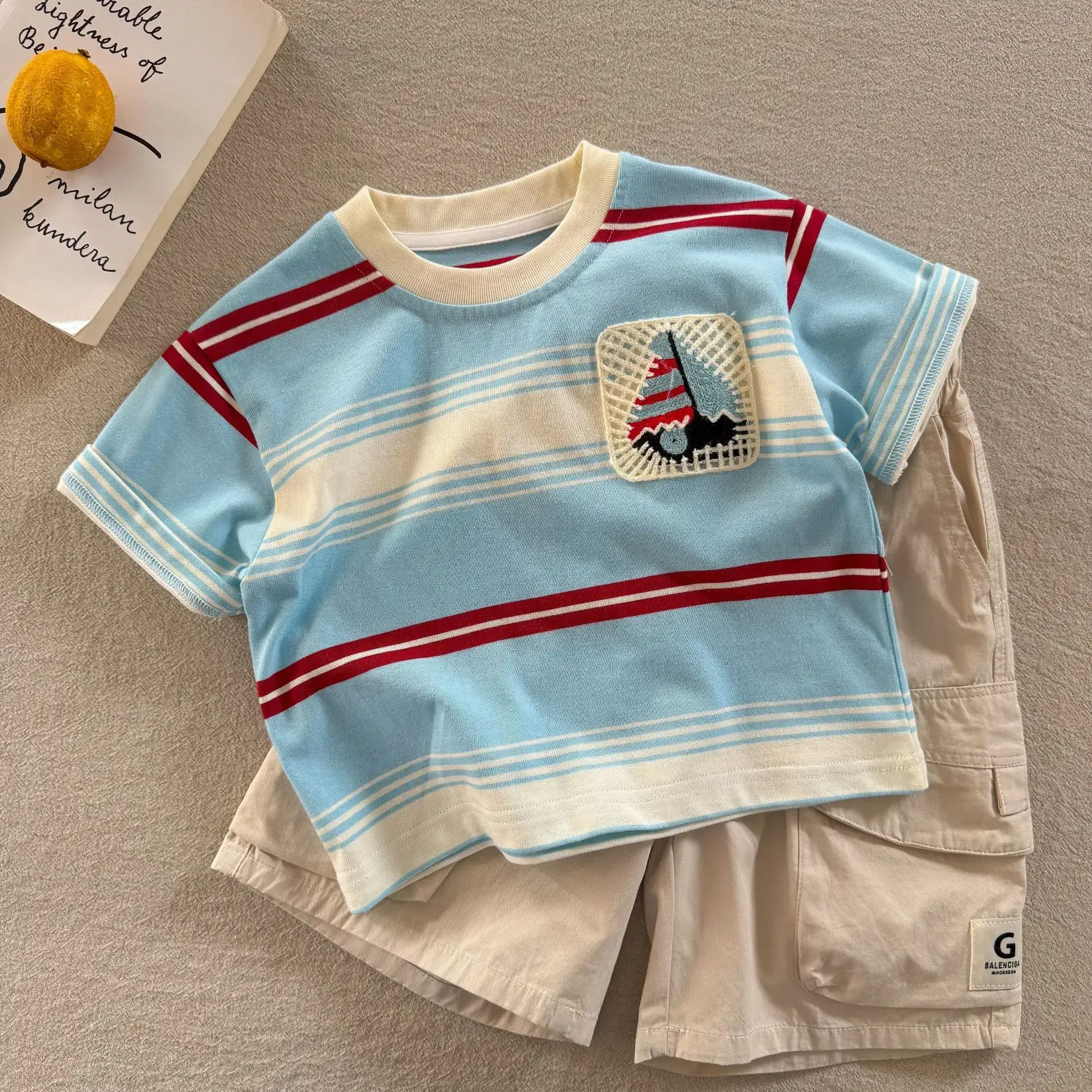 Children's Striped T-Shirt Blue Red White 2025 — feature 9