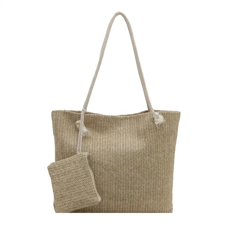 Women Straw Bag Set 2025 Casual Shoulder Tote - Image 7
