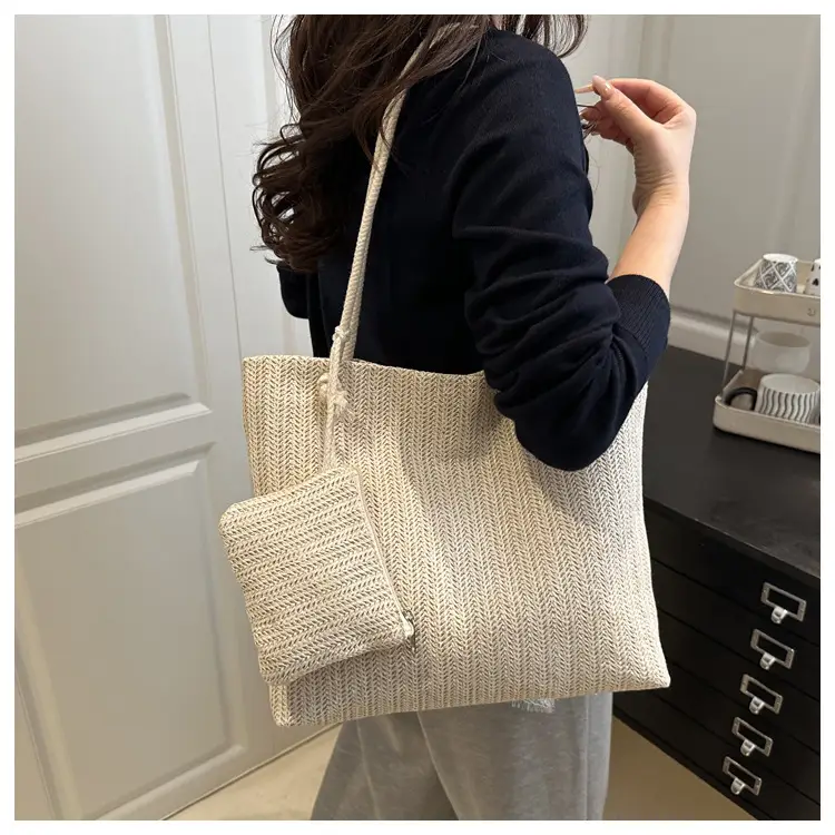 Women Straw Bag Set 2025 Casual Shoulder Tote — feature 11