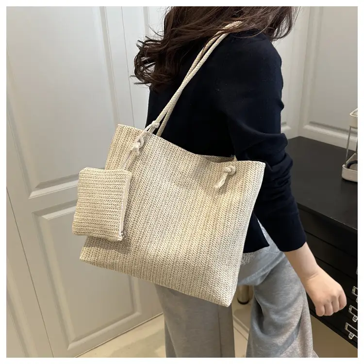 Women Straw Bag Set 2025 Casual Shoulder Tote — feature 12