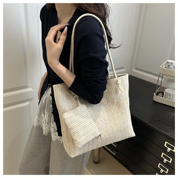 Women Straw Bag Set 2025 Casual Shoulder Tote — feature 13