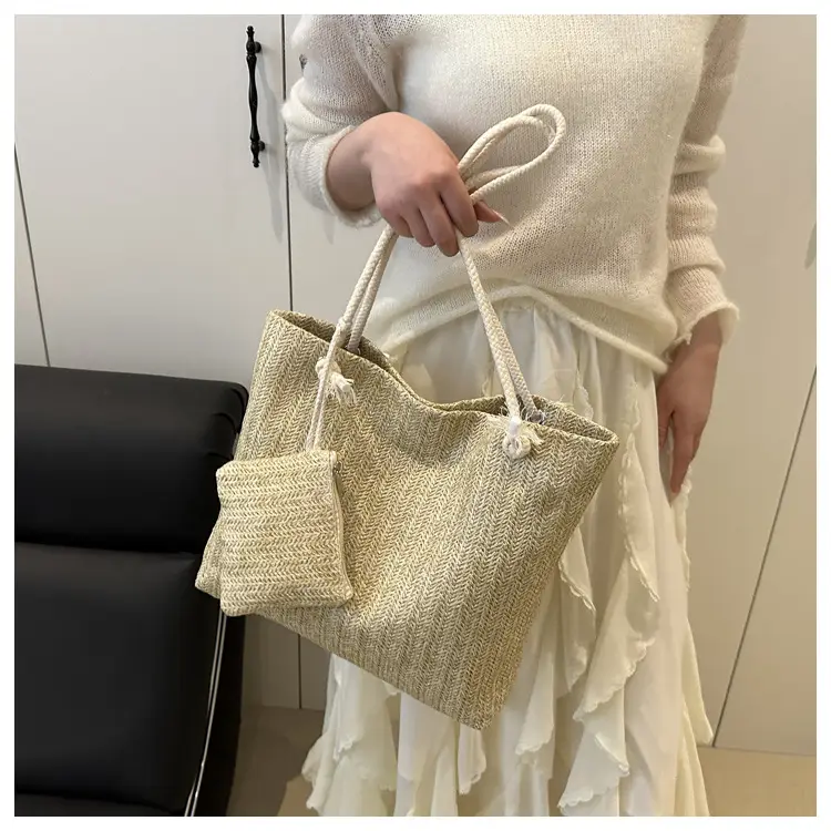 Women Straw Bag Set 2025 Casual Shoulder Tote — feature 17