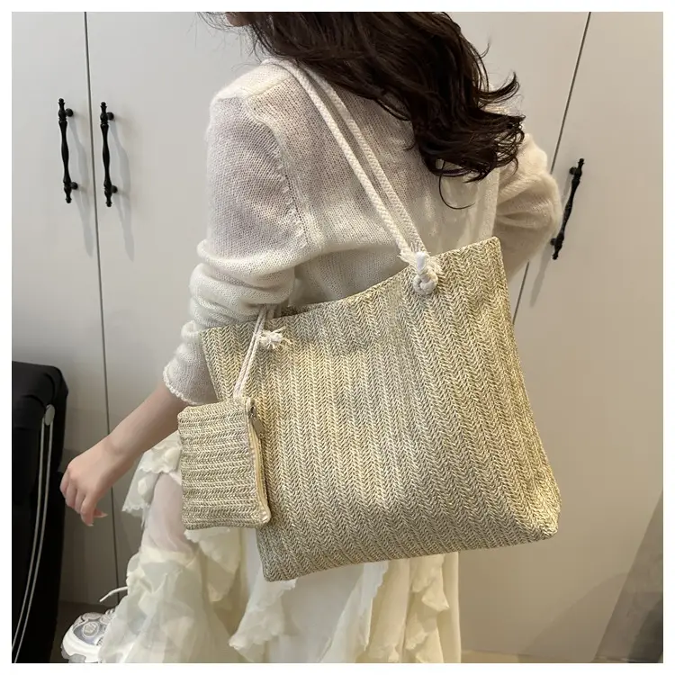 Women Straw Bag Set 2025 Casual Shoulder Tote — feature 20