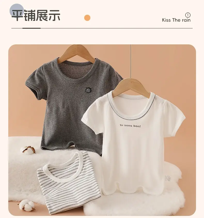 100 Cotton Boys T-Shirt Baby Summer Half Sleeve Class A Undershirt — feature 13