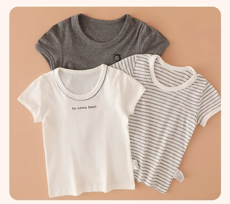 100 Cotton Boys T-Shirt Baby Summer Half Sleeve Class A Undershirt — feature 14