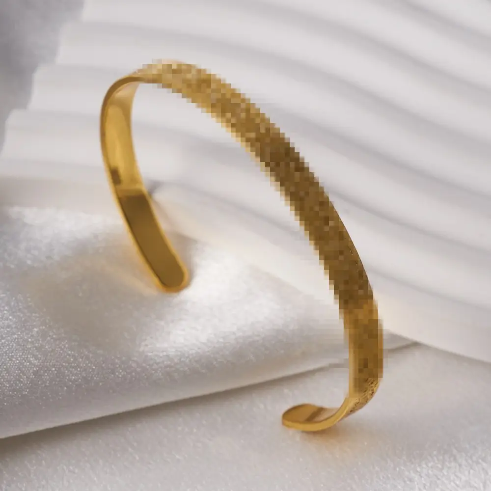 Cross-Border Ayatul Kursi C-Shaped Open Titanium Steel Women's Bracelet Arabic 6mm Stainless Steel Non-Fading Bracelet — feature 5