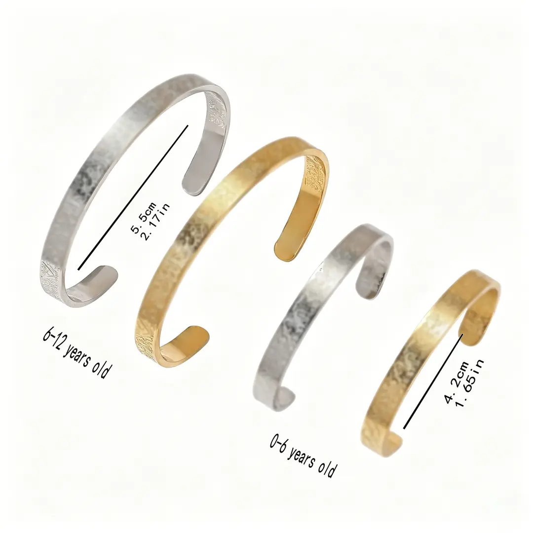 Cross-Border Ayatul Kursi C-Shaped Open Titanium Steel Women's Bracelet Arabic 6mm Stainless Steel Non-Fading Bracelet
