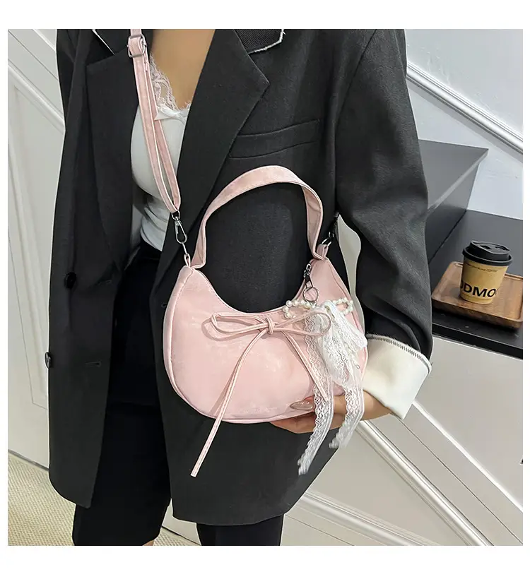 Women's Pink Bow Shoulder Crossbody Bag 2025 New Trendy — feature 1