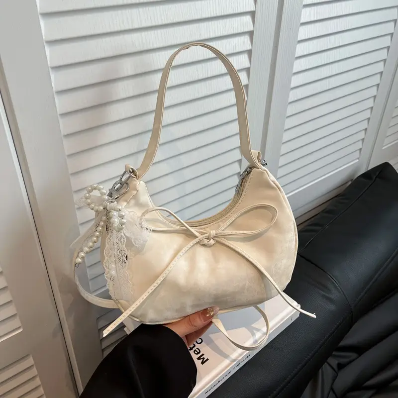 Women's Pink Bow Shoulder Crossbody Bag 2025 New Trendy - Image 2