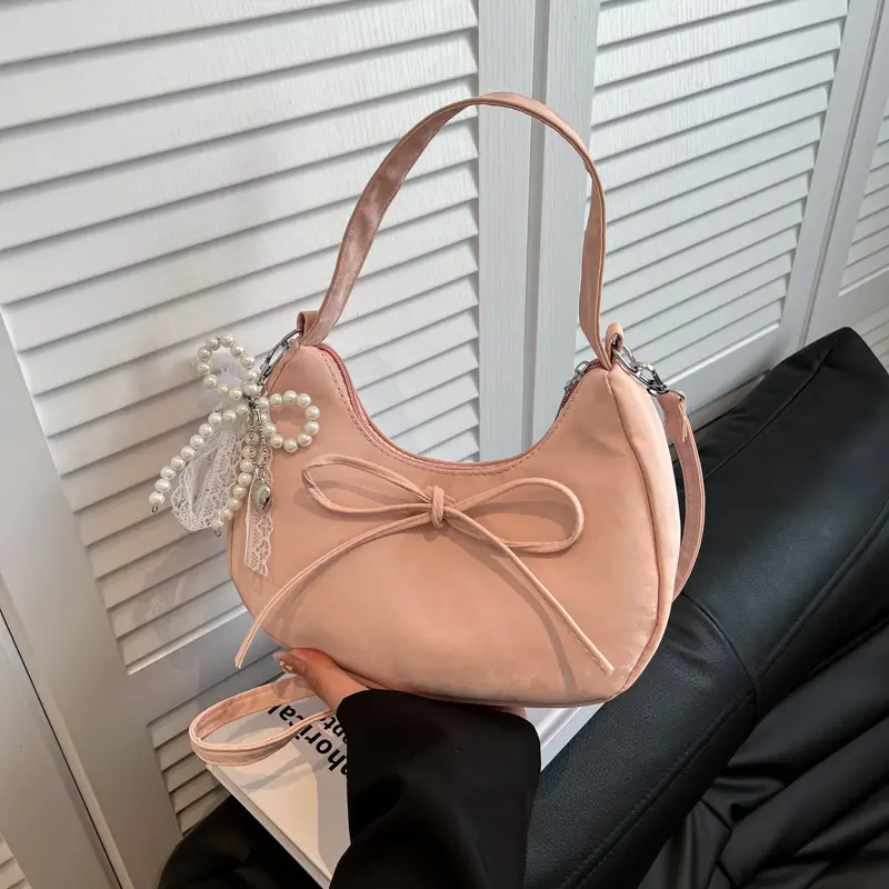 Women's Pink Bow Shoulder Crossbody Bag 2025 New Trendy - Image 3