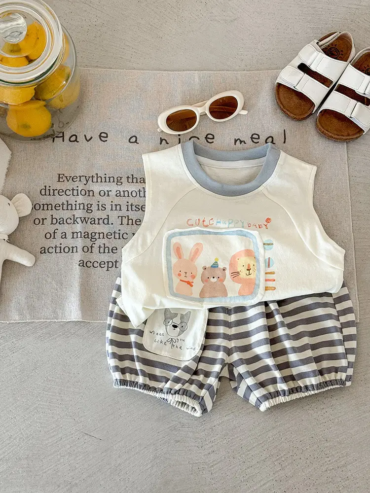 Baby Vest Sleeveless T-Shirt Cartoon Print Boys Summer Wear - Image 5