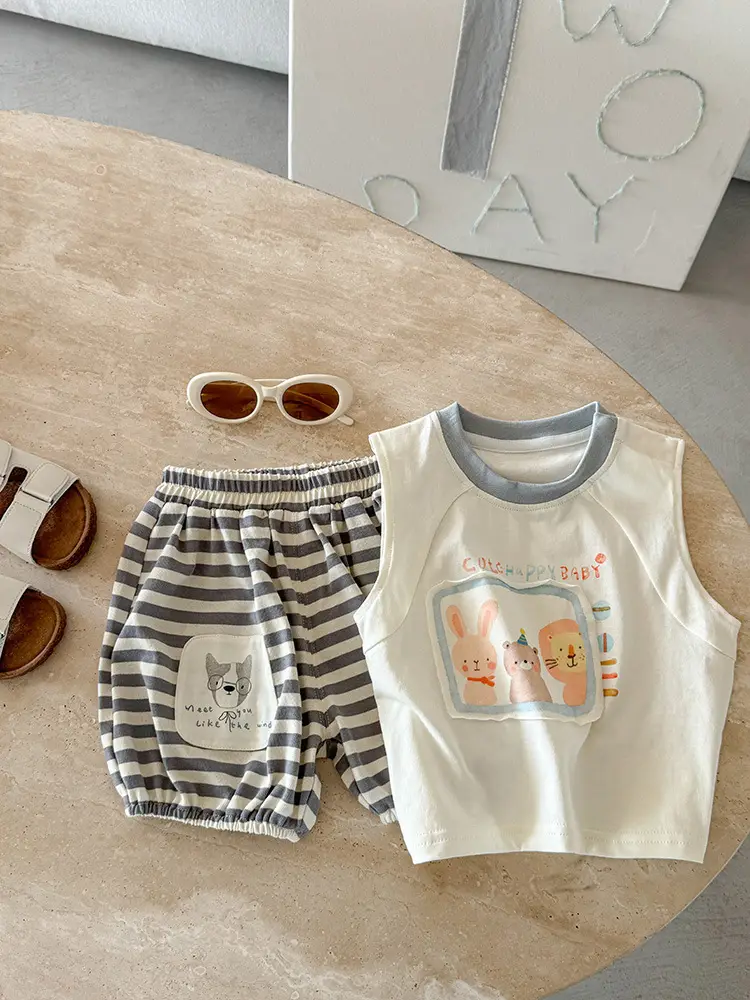 Baby Vest Sleeveless T-Shirt Cartoon Print Boys Summer Wear - Image 6