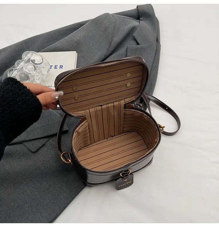 Brown Leather Crossbody Bag for Women with Gold Zippers — feature 38