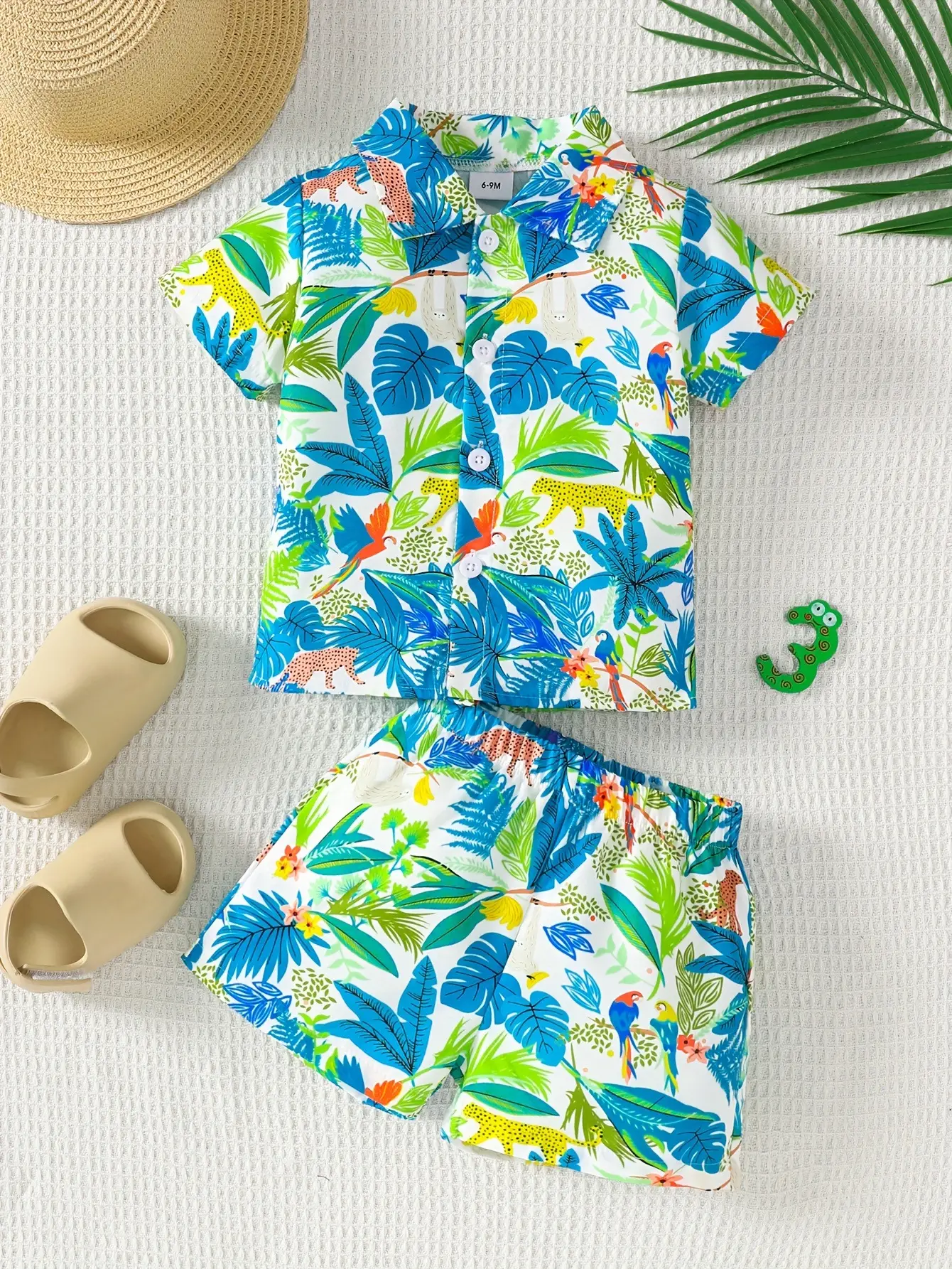 Baby Printed Tropical Shirt & Shorts Set for Boys - Image 5