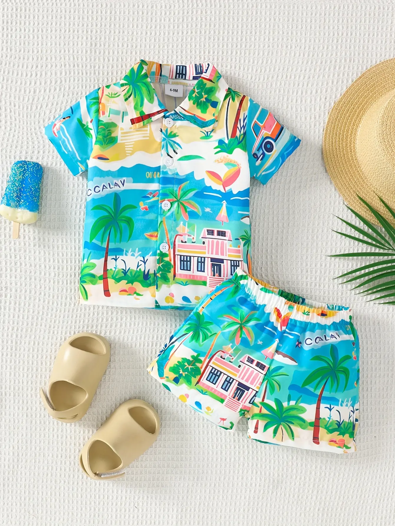 Baby Printed Tropical Shirt & Shorts Set for Boys - Image 2