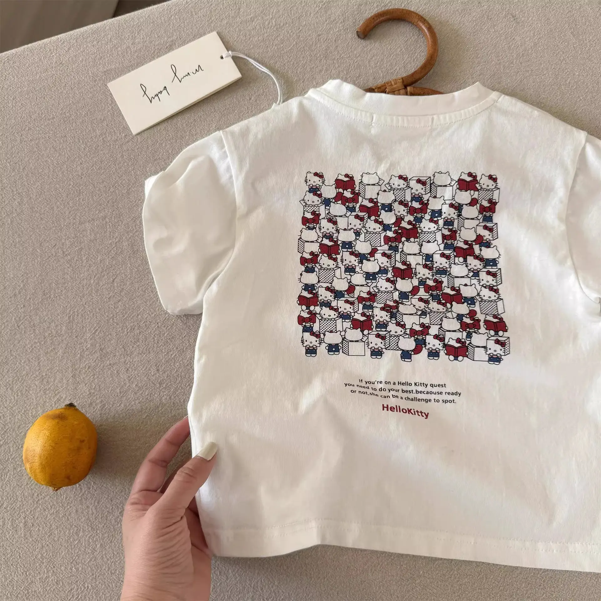 Children's Cartoon Kt Cat T-Shirt Navy White 2025 Summer — feature 19