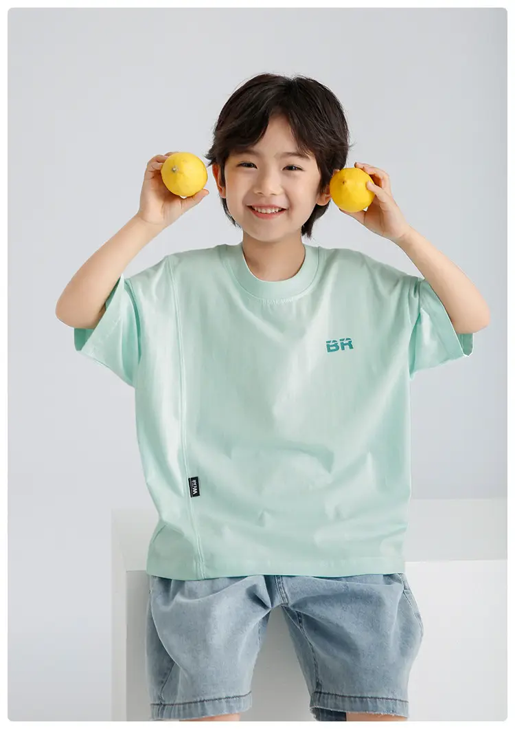 Haima Boys Pure Cotton Summer T-Shirt Clear Light Green — feature 10