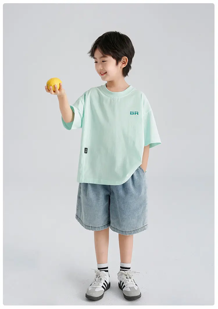 Haima Boys Pure Cotton Summer T-Shirt Clear Light Green — feature 12