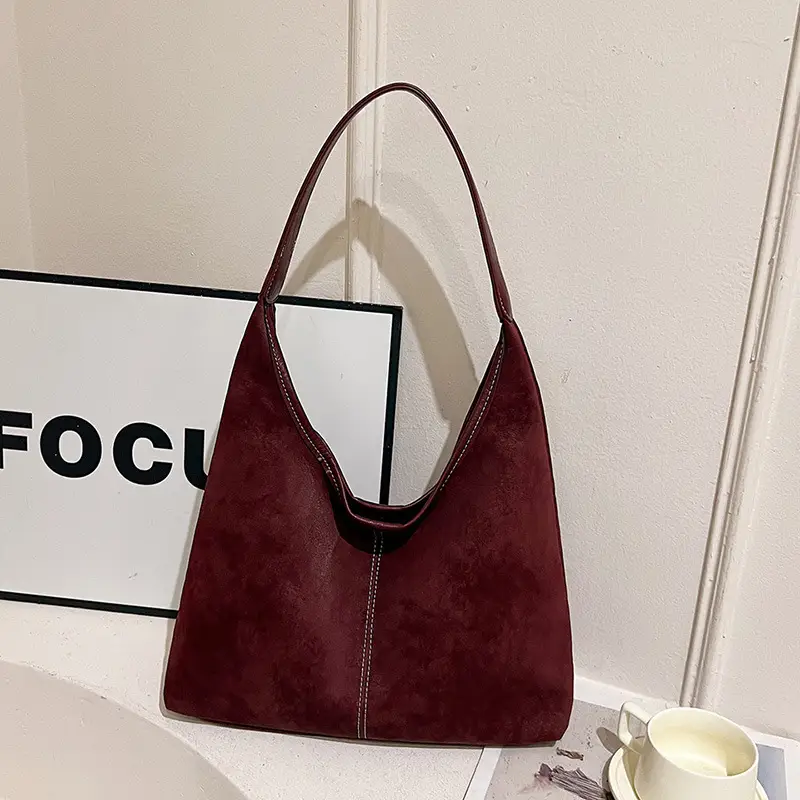 Women's Brown Suede Shoulder Bag Large Capacity